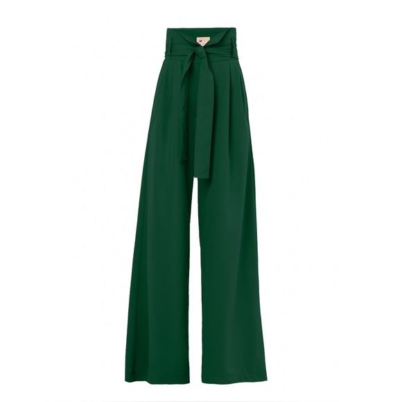 Julia Allert Elegant Green High-Waisted Pants - Picture 1 of 2